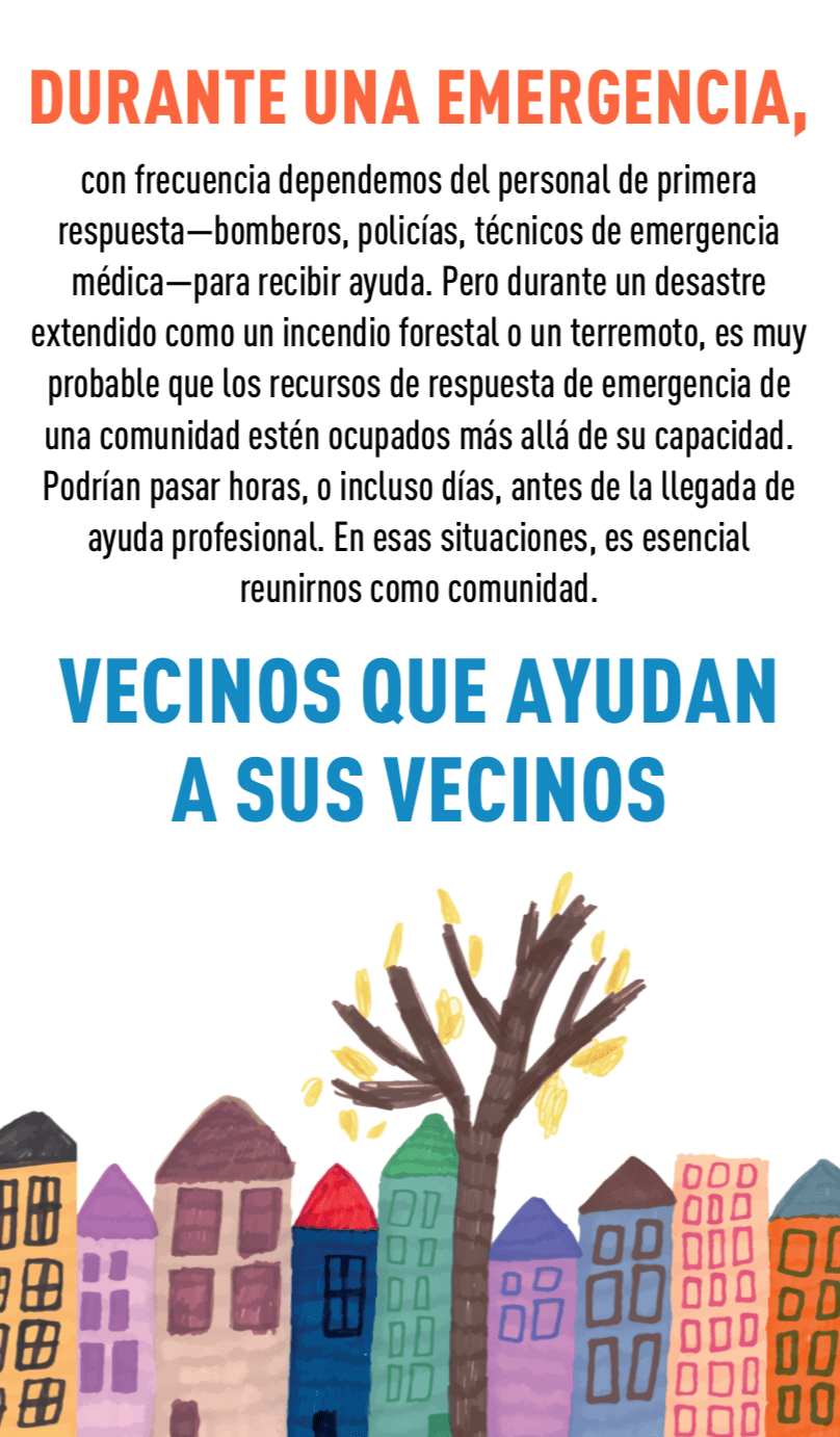 Ilustración de edificios y un árbol.