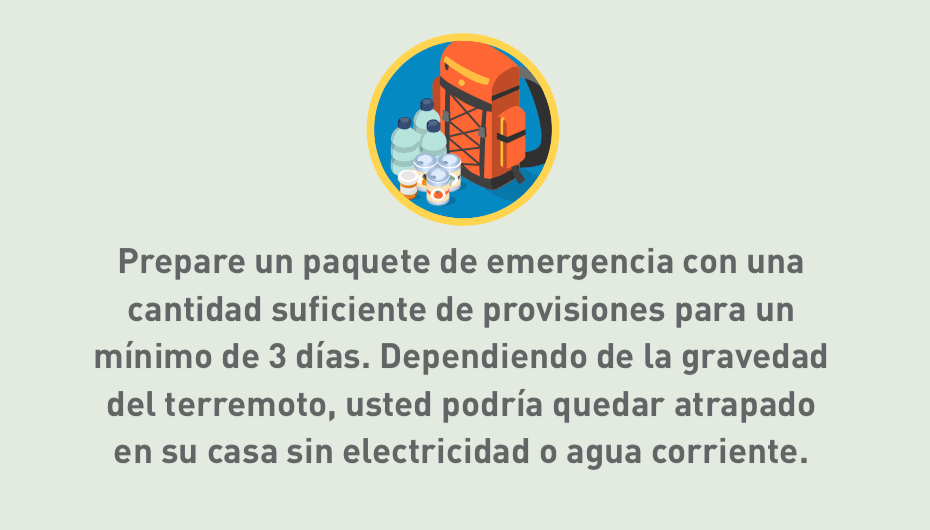 Ícono de una mochila y suministros de emergencia
