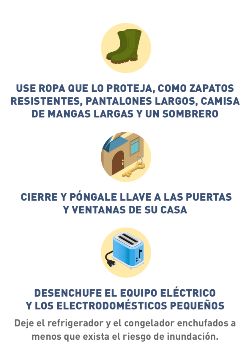 Íconos ilustrados de unas botas, una puerta con llave y una tostadora
