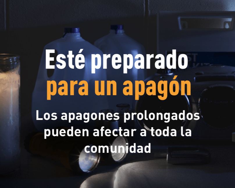 Imagen de fondo con vela, linterna y galones de agua.