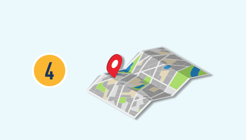 El número cuatro con ilustración de un mapa.