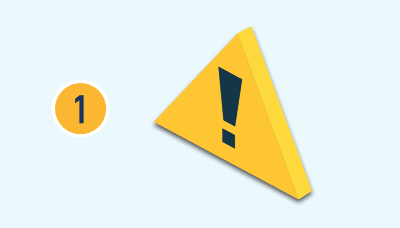 El número uno con ilustración de un aviso de precaución.