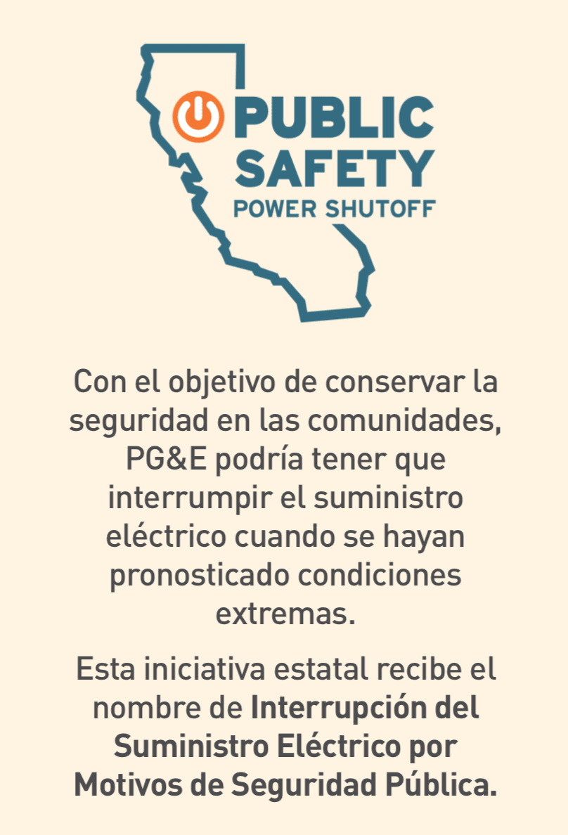 Ilustración de California con un botón de encendido para la iniciativa Interrupción Eléctrica para la Seguridad Pública