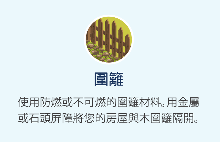 木圍籬和石頭屏障的圖示。