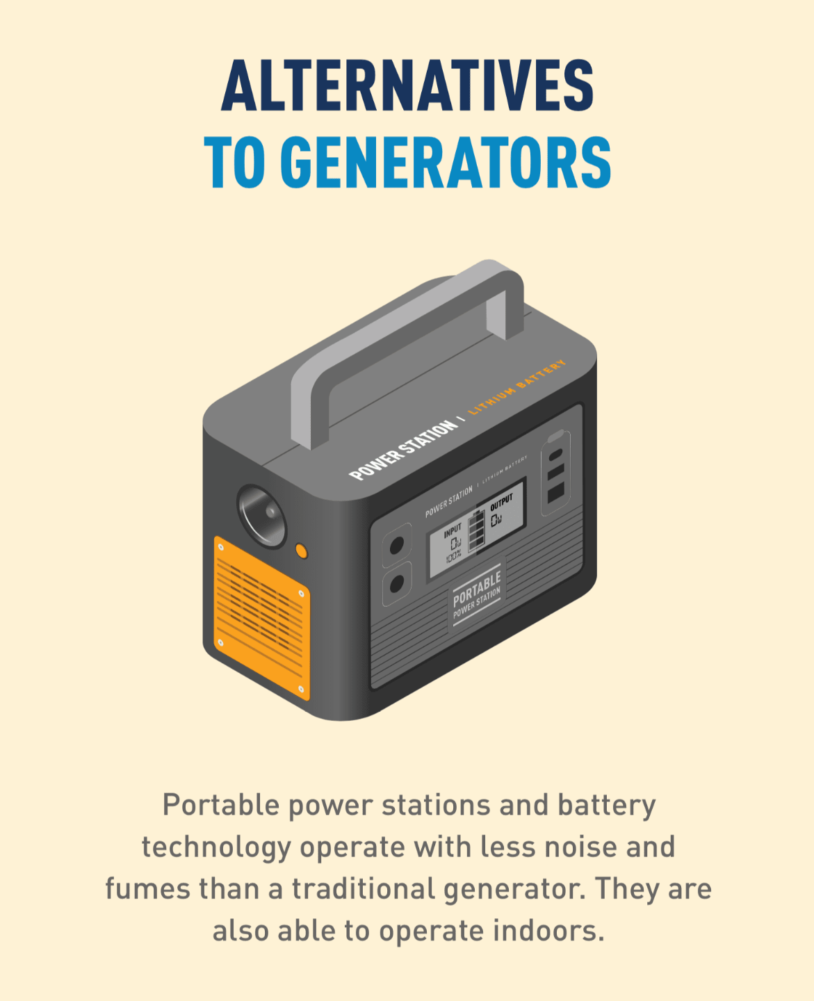 Illustration of portable power station / lithium battery